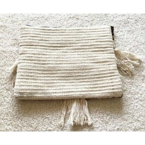 Boho Hippie Festival Fringe Clutch Handbag Hipster Grunge Brown Stitch Western - Picture 4 of 6